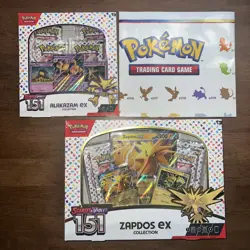 Pokemon TCG Scarlet and Violet 151 Zapdos ex & Alakazam ex Collection + Poster - Image 1