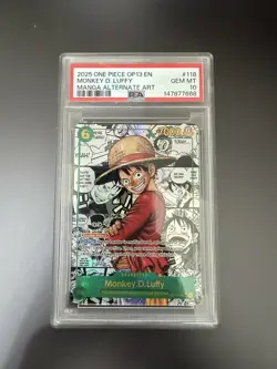 2025 ONE PIECE OP13-118 CARRYING ON HIS WILL MANGA ALT ART MONKEY D. LUFFY PSA10 - Image 1