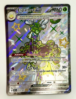 Pokemon Card Espathra ex 214/091 Shiny Ultra Rare Paldean Fates Near Mint - Image 1