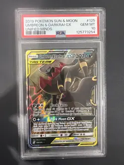 Pokemon TCG Umbreon & Darkrai GX Holo Card 125/236 Sm-Tag Team PSA 10 - Image 1