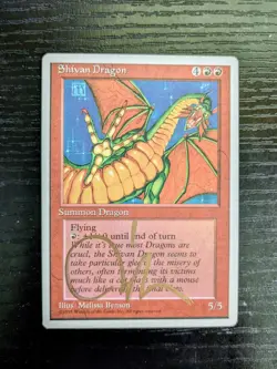 MTG FOURTH EDITION Shivan Dragon SIGNED IN GOLD BY MELISSA BENSON - Image 1