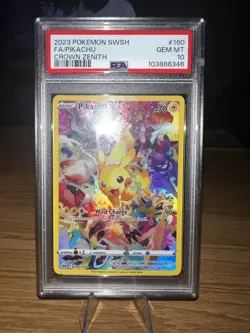 Pokemon Pikachu Holo Full Art Secret Rare Card 160/159 Crown Zenith PSA 10 - Image 1