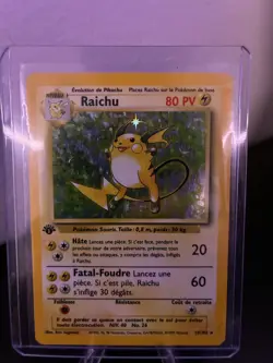 Pokemon Raichu 1st Edition FRENCH Base Set Holo Vintage Pokemon Card - LP/MP - Image 1