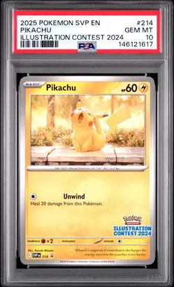 2025 POKEMON SVP EN-SV BLACK STAR PROMO ILLUSTRATION CONTEST 2024 PIKACHU PSA 10 - Image 1