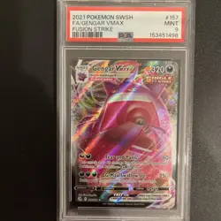 2021 Pokemon #157 SWSH Full Art FA Gengar VMAX 157/264 Fusion Strike PSA 9 - Image 4