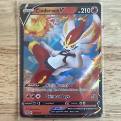 Pokemon TCG Cinderace V 035/192 Ultra Rare Holo Swsh02 Rebel Clash HP 210 - Image 1