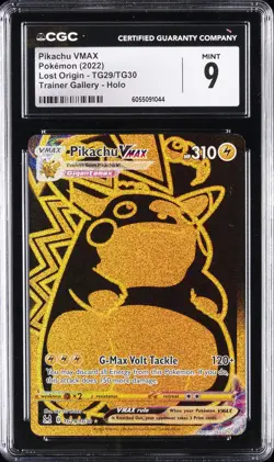 2022 POKEMON LOST ORIGIN - TRAINER GALLERY - HOLO #TG29/TG30 PIKACHU VMAX CGC 9 - Image 1