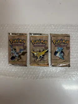 Pokemon Fossil Unlimited Booster Pack Set of 3 WOTC Factory Sealed Art-Set - Image 1