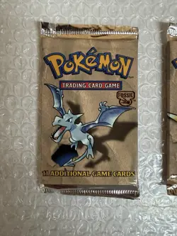 Pokemon Fossil Unlimited Booster Pack Set of 3 WOTC Factory Sealed Art-Set - Image 3