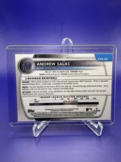 2025 Bowman Chrome Bowman 1st Prospect Autograph Andrew Salas #34/250 - Image 2
