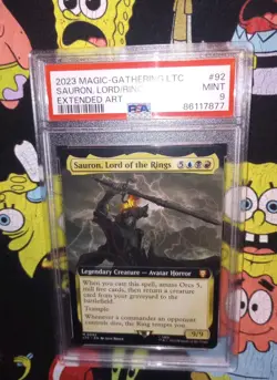 MTG Lord Of The Rings Sauron, Lord of the Rings Extended Art PSA 9 - Image 1