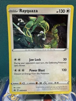 RAYQUAZA SWSH029 COSMOS SWIRL HOLO PROMO SWORD & SHIELD 2606 NM - Image 1