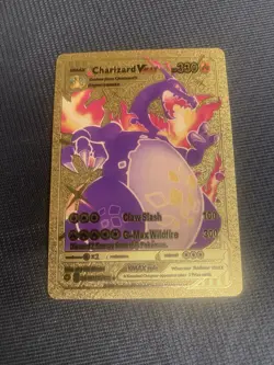 Pokemon Charizard VMAX Gold Metal Shiny Holo fan art SV107/SV122 Shining Fates - Image 1