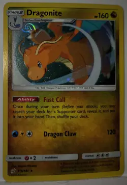 Dragonite 119/181 HD Swirls 🌀 Cosmos Holo Heavily Bleeded Error Pokemon Rare 💫 - Image 1