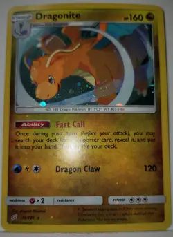 Dragonite 119/181 HD Swirls 🌀 Cosmos Holo Heavily Bleeded Error Pokemon Rare 💫 - Image 2