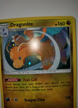 Dragonite 119/181 HD Swirls 🌀 Cosmos Holo Heavily Bleeded Error Pokemon Rare 💫 - Image 4