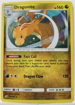 Dragonite 119/181 HD Swirls 🌀 Cosmos Holo Heavily Bleeded Error Pokemon Rare 💫 - Image 5