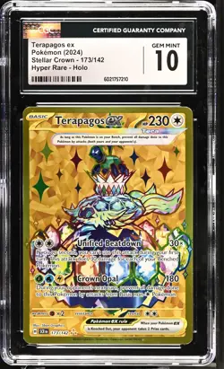 Pokemon GRADED Terapagos ex 173/142 Stellar Crown 10 CGC ENGLISH - Image 1