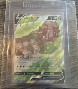 Pokemon Greedent V Full Art Ultra Rare Holo Swsh08: Fusion Strike 217/264 210 HP - Image 1