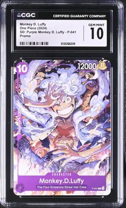 One Piece GRADED Monkey D. Luffy P-041 Promo 10 CGC ENGLISH - Image 1
