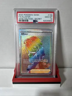 Pokemon TCG Trainer Allister 192/185 Vivid Voltage Holo Rainbow PSA GEM MINT 10 - Image 1