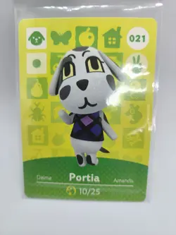 Portia #021 Animal Crossing Amiibo Authentic Nintendo NM Card From Series 1 - Image 1