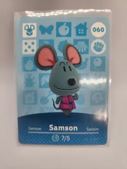 SAMSON #060 Animal Crossing Amiibo Authentic Nintendo NM Card From Series 1 - Image 1