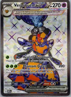 Vespiquen ex 212/197 Ultra Rare Obsidian Flames Pokemon Holo Near Mint - Image 1