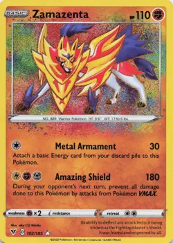 Pokemon TCG: Zamazenta 102/185 Swsh04: Vivid Voltage Holo PSA 10 - Image 1