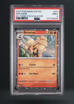 2023 POKEMON SVP EN-SV BLACK STAR PROMO #011 ARCANINE PSA 9 - Image 1
