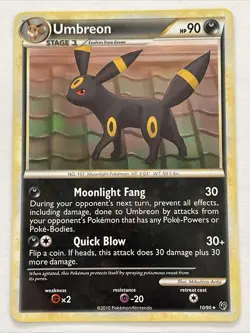 Pokemon HGSS Undaunted Umbreon 10/90 Regular Rare Non-HOLO 2010 LP - Image 1