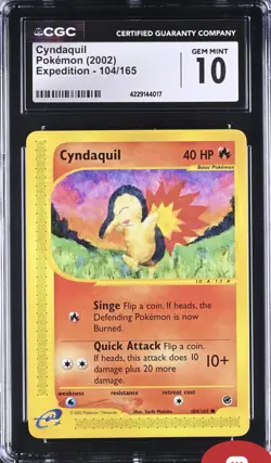 Pokemon (2002) Expedition Cyndaquil #104/165 CGC 10 GEM MINT WOTC Nm Low Pop 45 - Image 1