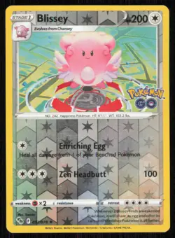 Blissey 052/078 Holo Rare Pokemon GO Pokemon Reverse Holo Lightly Played - Image 1