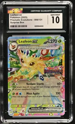 Pokemon GRADED Leafeon ex Prismatic Evolutions Stamped CGC 10 ENGLISH FINAL UNIT - Image 1