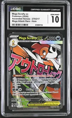 Pokemon GRADED Mega Scrafty ex 270/217 Ascended Heroes 10 CGC ENGLISH - Image 1