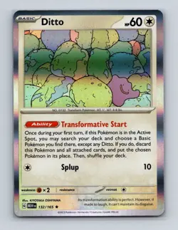 Ditto 132 2023 Pokemon TCG Scarlet & Violet MEW 151 Holo Rare Card NM+ (d) - Image 1