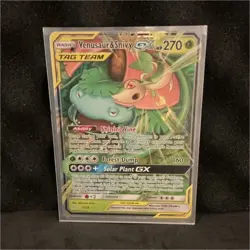Pokemon TCG Venusaur & Snivy GX TAG TEAM Holo 1/236 Cosmic Eclipse 270 - Image 1