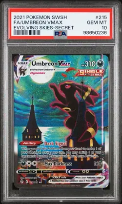 Pokemon 2021 Umbreon VMAX 215/203 Alt Art Evolving Skies GEM MINT PSA 10 - Image 1