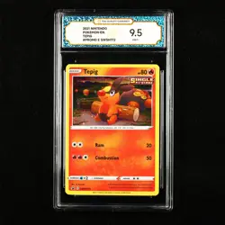TQG 9.5 MINT+ 2021 Pokemon ENG Tepig E SWSH172 Promo(2) - Image 1