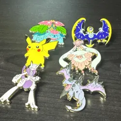 Pokemon TCG Pokemon Venusaur Mewtwo Pikachu Diance Lunala & Aerodactyl Pin Lot - Image 1