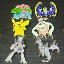 Pokemon TCG Pokemon Venusaur Mewtwo Pikachu Diance Lunala & Aerodactyl Pin Lot - Image 3
