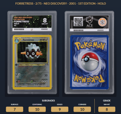 Pokemon Neo Discovery Forretress 1st Edition Holo 2/75 Ace Graded 8 NM-MT - Image 4