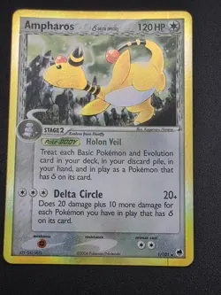 Pokemon TCG 2006 Ampharos (Delta Species) 1/101 Dragon Frontiers Holo -B - Image 2