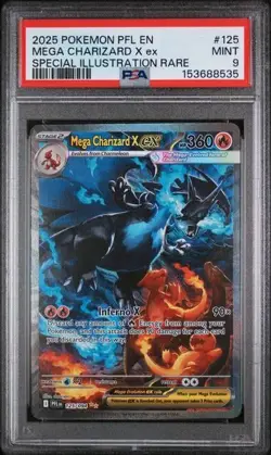 Pokemon 2025 Mega Charizard X ex # 125/094 SIR Phantasmal Flames PSA 9 Mint - Image 1