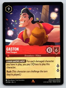 Disney Lorcana Gaston - Pure Paragon Shimmering Skies Rare #119/204 NM - Image 1