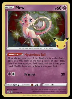 Pokemon Cards Mew 011/025 Celebrations Holo Rare NM - Image 1