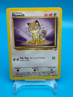 Meowth Pokemon Card - Base Set 2 080/130 - NM Vintage 2000 TCG - Image 1