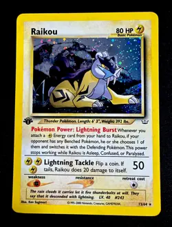 Raikou 13/64 NM 1st Edition Holo Rare Neo Revelation Set Pokemon TCG Card - Image 1