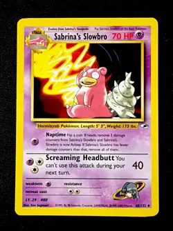 Pokemon Card - Gym Heroes 60/132 - SABRINA'S SLOWBRO (uncommon) - NM - Image 1