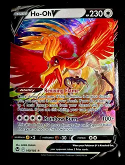 Ho-Oh V 140/195 NM Silver Tempest Ultra Rare Holo Pokemon TCG Card - Image 1